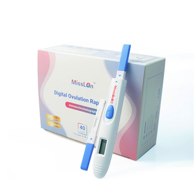 apparecchio medico digitale della prova del LH di ovulazione simile con la cassetta della striscia test del clearblue