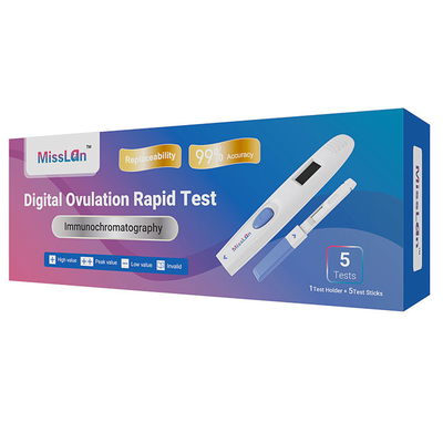 apparecchio medico digitale della prova del LH di ovulazione simile con la cassetta della striscia test del clearblue